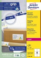 Avery L7166, Verzendetiketten, Laser, Ultragrip, wit, 100 vellen, 6 per vel, 99,1 x 93,1 mm