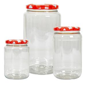Weckpot/voorraadpotten set Classico - 6x stuks - 500/750/1500 ml - kunststof - draaideksel - rood