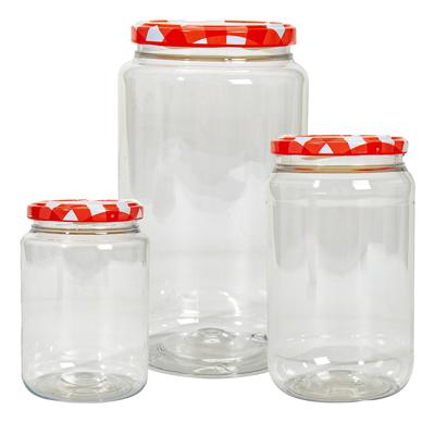 Weckpot/voorraadpotten set Classico - 6x stuks - 500/750/1500 ml - kunststof - draaideksel - rood