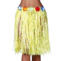 Hawaii verkleed rokje - voor volwassenen - geel - 50 cm - rieten hoela rokje - tropisch