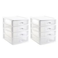 PlasticForte Ladeblok bureau organizer - 3x stuks - 4 lades - wit - 35,5x27x35