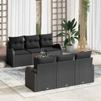 Tuinbankenset met opslag 7 pcs Zwart poly rattan