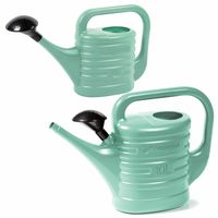 2x stuks kunststof tuin gieters 5 en 10 liter mintgroen - thumbnail