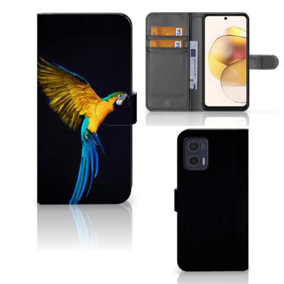 Motorola Moto G73 | Telefoonhoesje | Met pasjeshouder | Papegaai