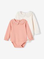 Set van 2 T-shirt rompertjes baby van biokatoen rozen