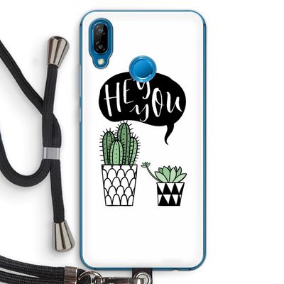 Hey you cactus: Huawei P20 Lite Transparant Hoesje met koord