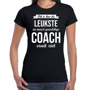 Dit is hoe de leukste en meest geweldige coach eruit ziet cadeau t-shirt zwart dames