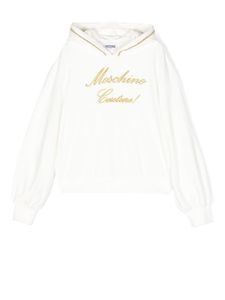 Moschino Kids hoodie à logo brodé - Blanc