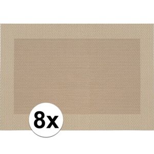 8x Placemats beige/bruin geweven/gevlochten met rand 45 x 30 cm