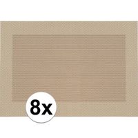 8x Placemats beige/bruin geweven/gevlochten met rand 45 x 30 cm - thumbnail