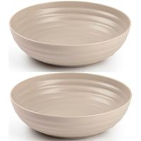 Set van 4x kommetjes/schaaltjes - Dessert/ontbijt - Kunststof - D22 cm - Taupe