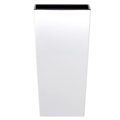 Bloempot/plantenpot Urbi - wit - kunststof - 24 x 24 x 45 cm - hoog - met binnenpot