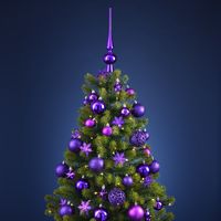 Pakket met 111x stuks kunststof kerstballen/ornamenten met piek paars - Kerstbal - thumbnail