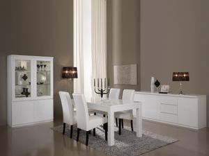 Eetkamer ROMEO hoogglans wit met verlichting zonder stoelen