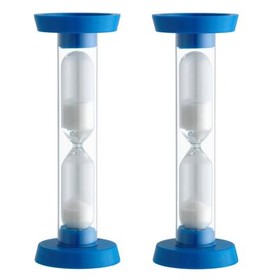 TFA Zandloper timer/wekker - 2x - 3 min - kunststof - blauw - 9 cm - spelletjes/tanden poetsen