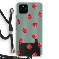 Framboosjes: Pixel 5a 5G Transparant Hoesje met koord