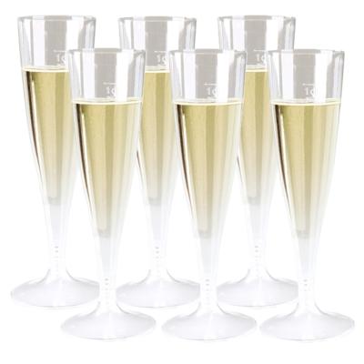 Goldplast champagneglas - 24stuks - met losse voet - 100ml - transparant - Kunststof