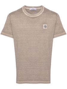 Stone Island t-shirt en coton à patch Compass - Tons neutres