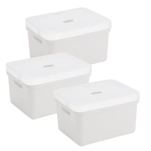Sunware opbergbox met deksel - 3x - Sigma Home - kunststof - 13 liter - wit - opberg dozen