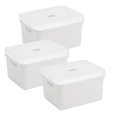 Sunware opbergbox met deksel - 3x - Sigma Home - kunststof - 13 liter - wit - opberg dozen