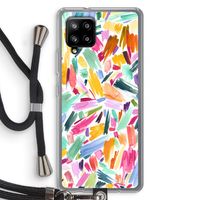 Watercolor Brushstrokes: Samsung Galaxy A42 5G Transparant Hoesje met koord