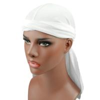 Fluweel tulband cap lange staart piraat Hat chemotherapie Cap (wit)