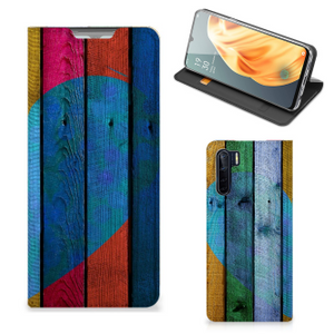 OPPO Reno3 | A91 Book Wallet Case Wood Heart - Cadeau voor je Vriend