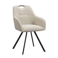 Leen Bakker - Eetkamerstoel Jesse Met Armleuning - Bouclé - Zand - Teddy/Stof - Beige - 63x57x88 Cm