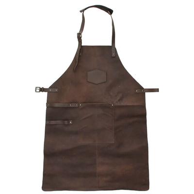 Hide en Stitches Lederen Kook/BBQ Schort Donker Bruin