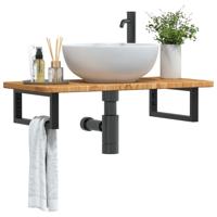 Badkamer wandschap staal en massief eikenhout