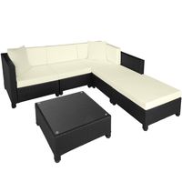 tectake - loungeset met aluminium frame-Wicker tuinset- incl. 2 overtreksets - zwart-403833