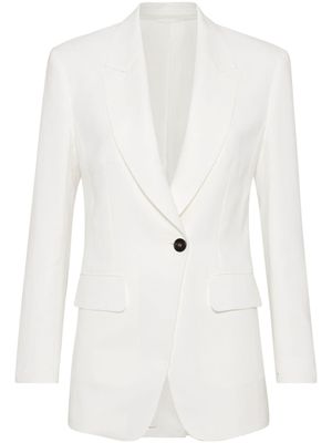 Brunello Cucinelli blazer à revers crantés - Blanc