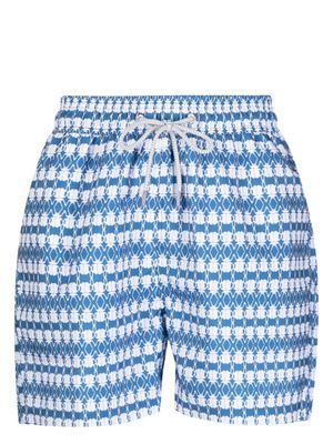 LOVE BRAND & Co. short de bain imprimé à lien de resserrage - Bleu