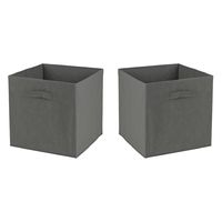 Opbergmand/kastmand Square Box - 2x - karton/kunststof - 29 liter - donker grijs - 31 x 31 x 31 cm