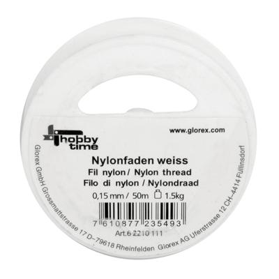 Glorex Hobby - Nylon hobby draad - dun - wit - 0,15 mm x 50 meter