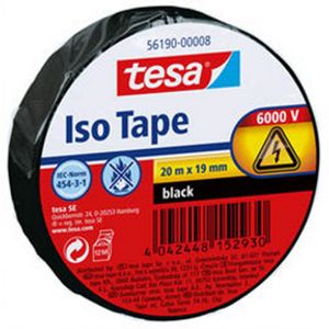 1x Tesa isolatietape rol zwart 20 mtr x 1,9 cm klusbenodigdheden   -