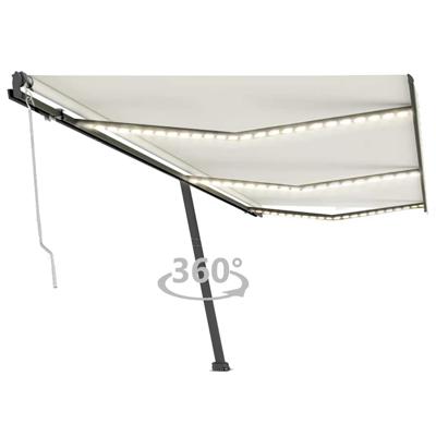Luifel automatisch met LED en windsensor 600x300 cm crèmekleur