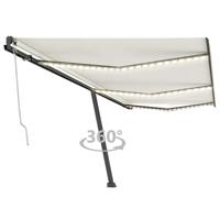 Luifel automatisch met LED en windsensor 600x300 cm crèmekleur