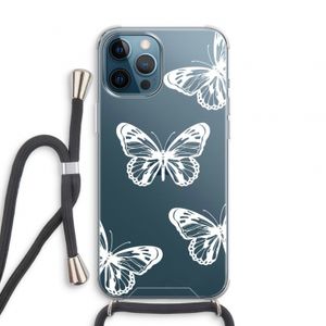 White butterfly: iPhone 12 Pro Transparant Hoesje met koord