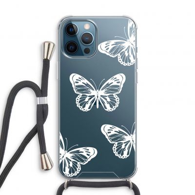 White butterfly: iPhone 12 Pro Transparant Hoesje met koord
