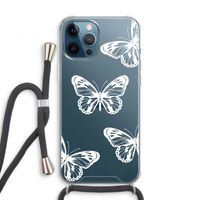 White butterfly: iPhone 12 Pro Transparant Hoesje met koord