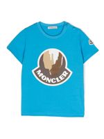 Moncler Enfant t-shirt à logo imprimé - Bleu