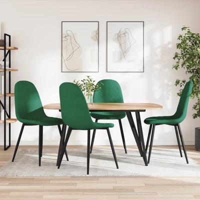 Eetkamerstoelen 4 st fluweel donkergroen