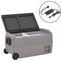 VidaXL Koelbox met wielen en adapter 50 l pp en pe zwart en grijs