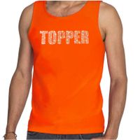 Glitter tanktop oranje Topper rhinestones steentjes voor heren - Glitter tanktop/ outfit 2XL  -