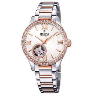 Festina F20487/1 Horloge Automatic staal zilver- en rosekleurig 33,5 mm