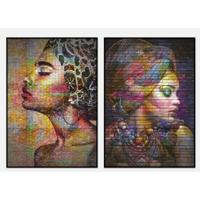 Canvas DKD Home Decor Koloniaal Afrikaanse (40 x 3,5 x 55 cm) (2 Stuks)