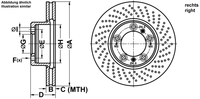 Remmenset, remschijf ATE, Remschijftype: Geperforeerd / Geventileerd, Inbouwplaats: rechts, u.a. für Porsche
