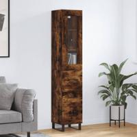 Hoge kast 34,5x34x180 cm bewerkt hout gerookt eikenkleurig