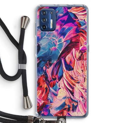 Pink Orchard: Motorola Moto G9 Plus Transparant Hoesje met koord